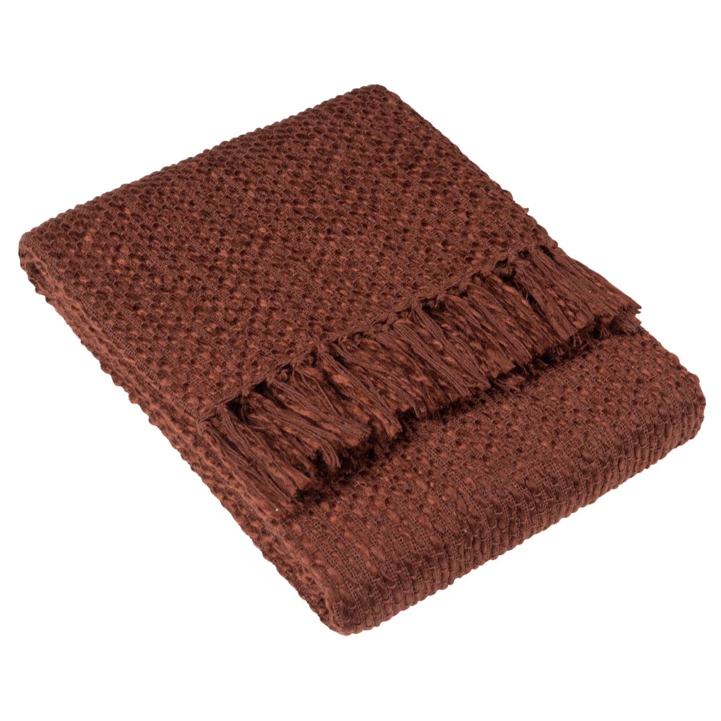 Morni Woven Fringed Throw - Chestnut