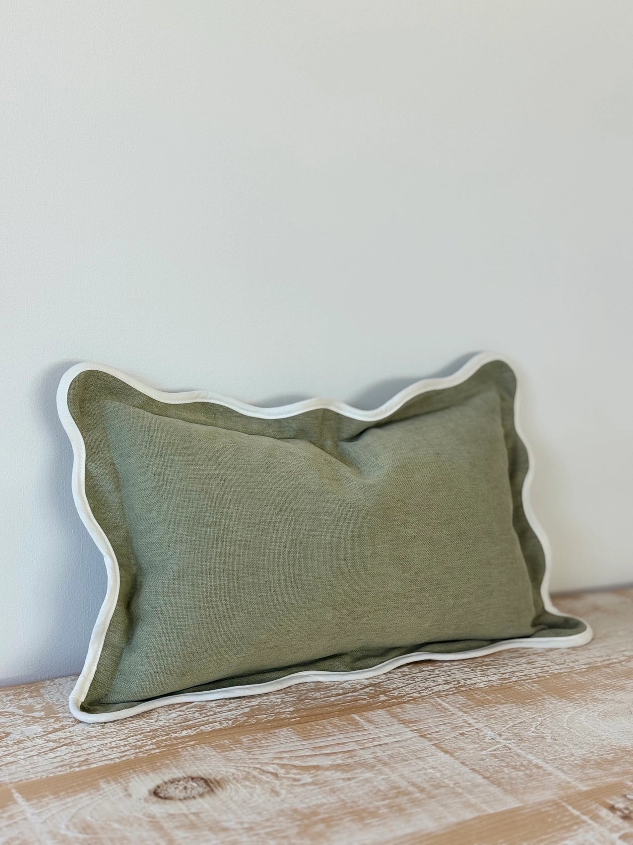 Chloe Scalloped Edge Cushion - Sage