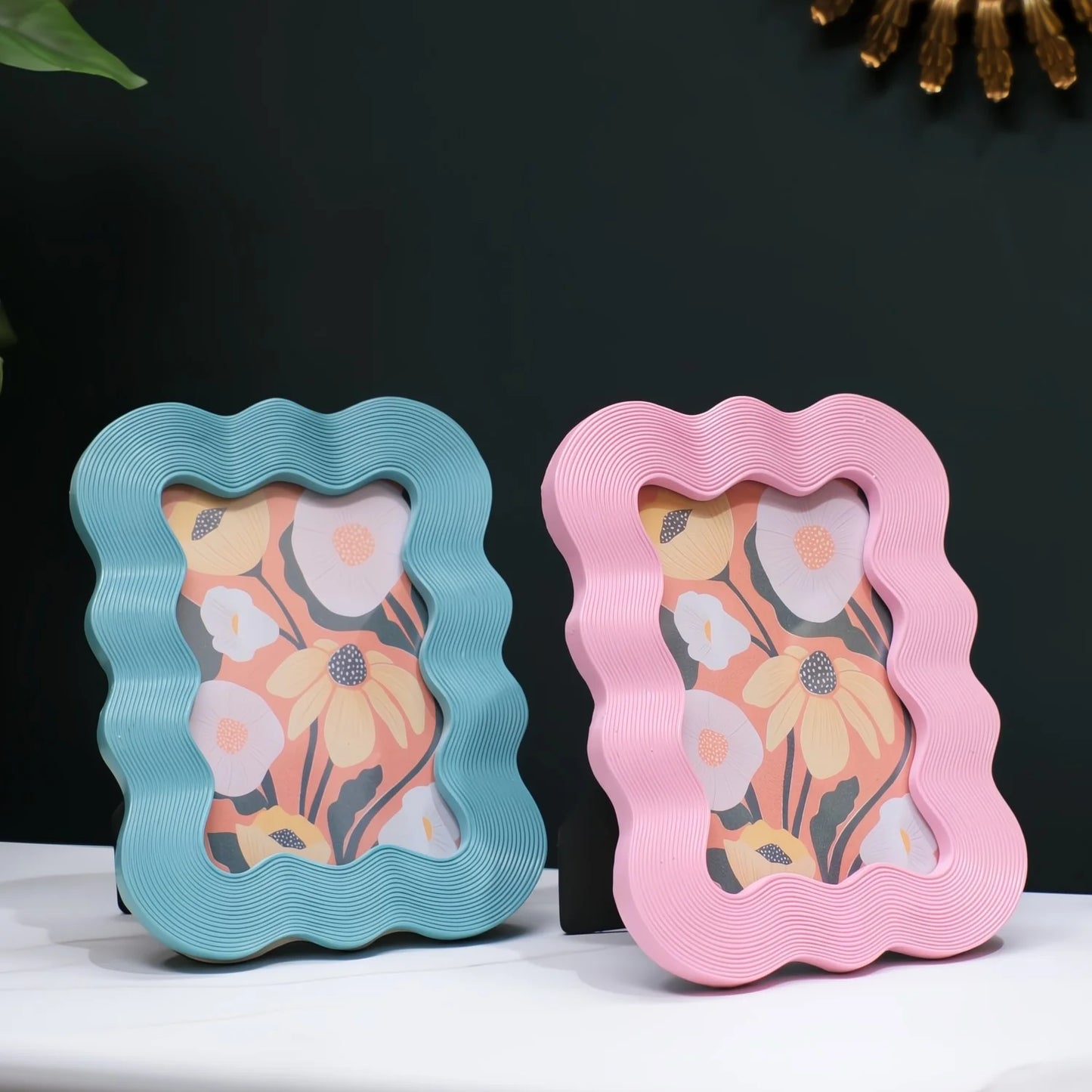 Wave Ceramic Frame - Aqua Blue