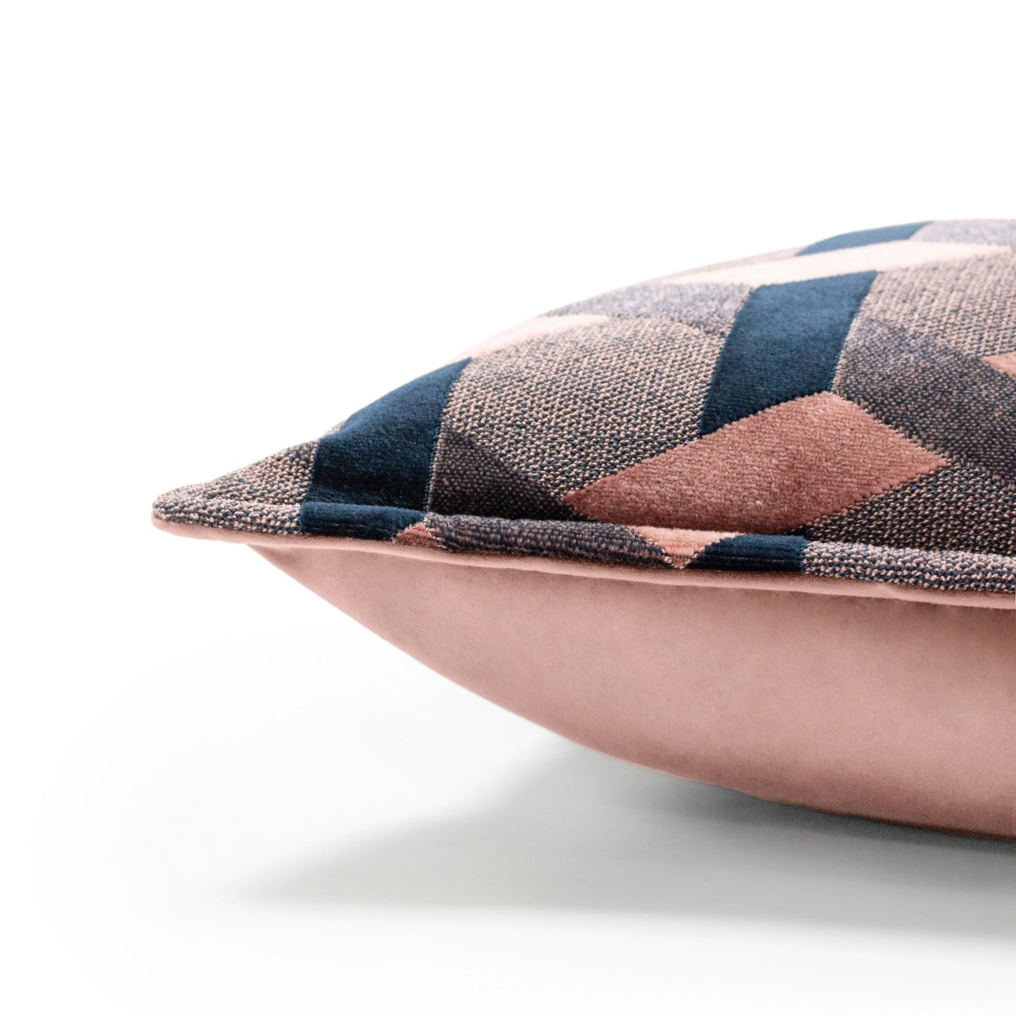 Delano Velvet Jacquard Cushion - Blush / Navy