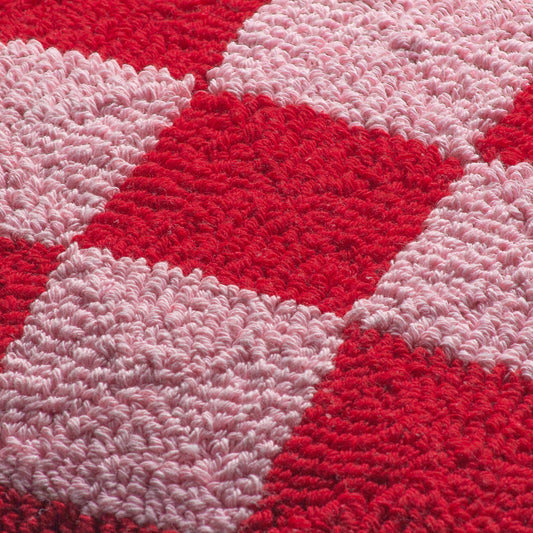 Check Knitted Cushion - Red / Dead Pink