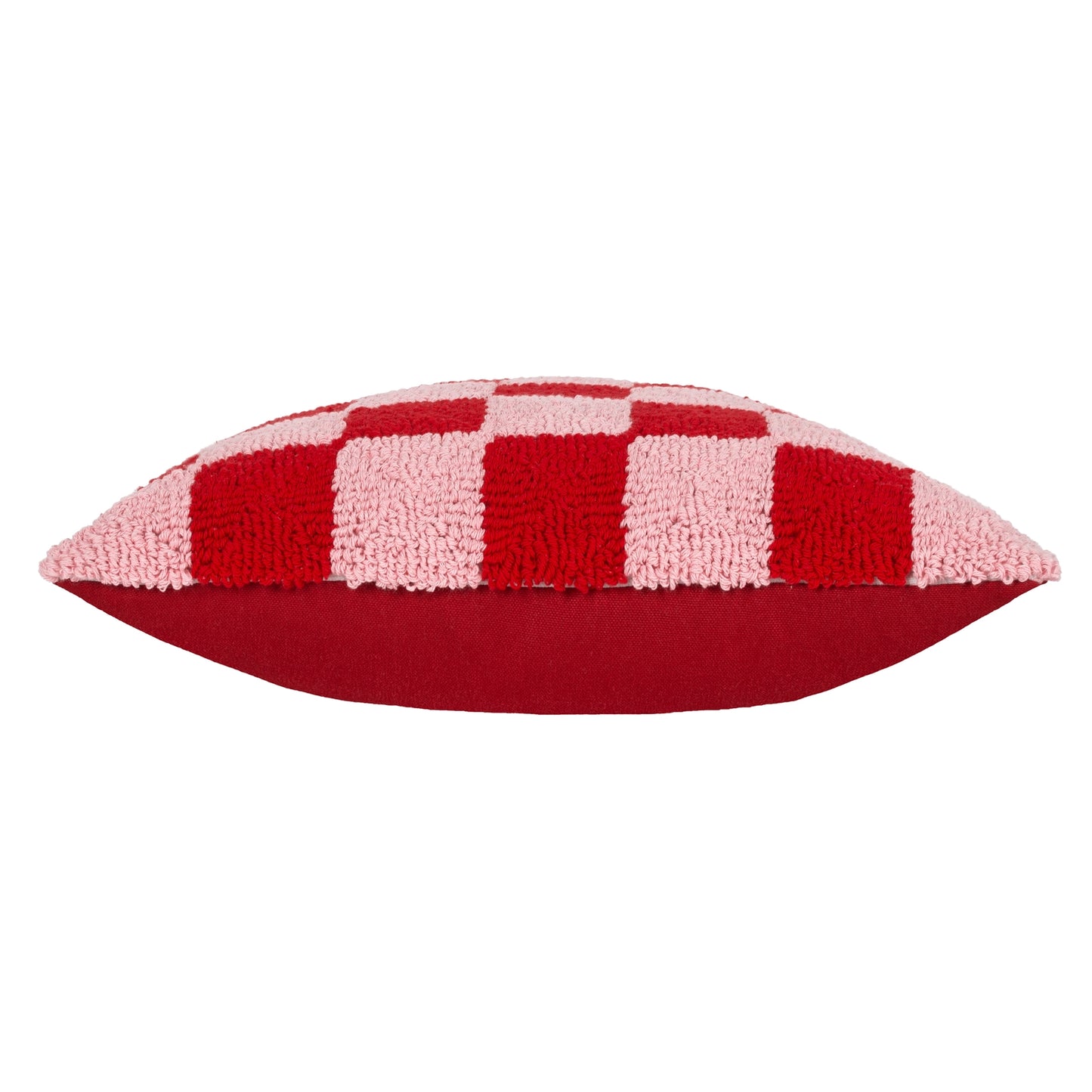 Check Knitted Cushion - Red / Dead Pink
