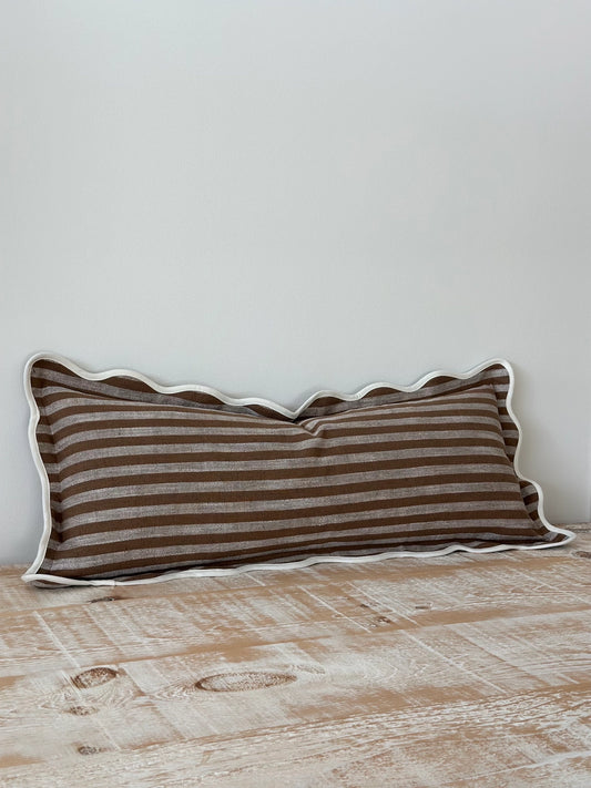 Chloe Brown & Cream Stripe Bolster - Brown Stripe