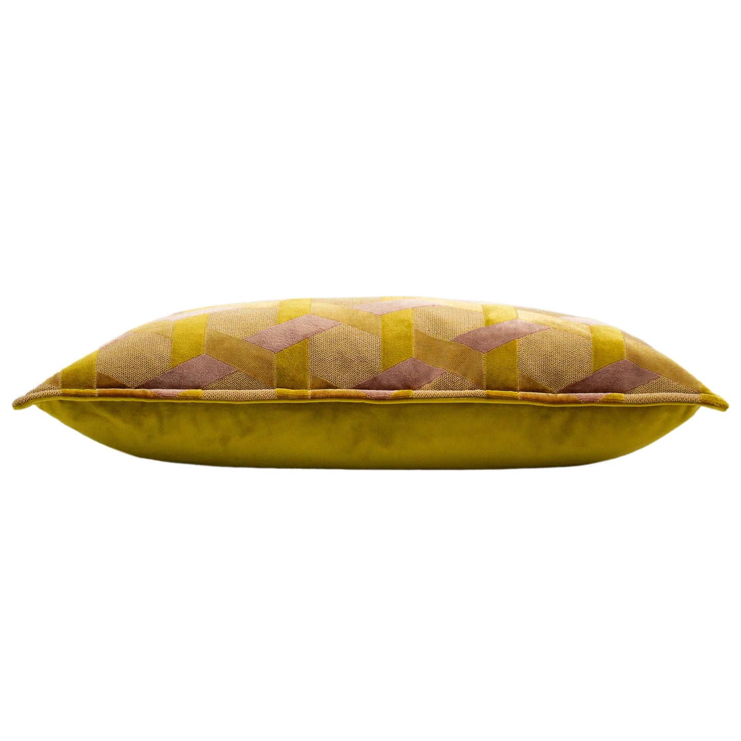 Delano Velvet Jacquard Cushion - Ochre / Blush