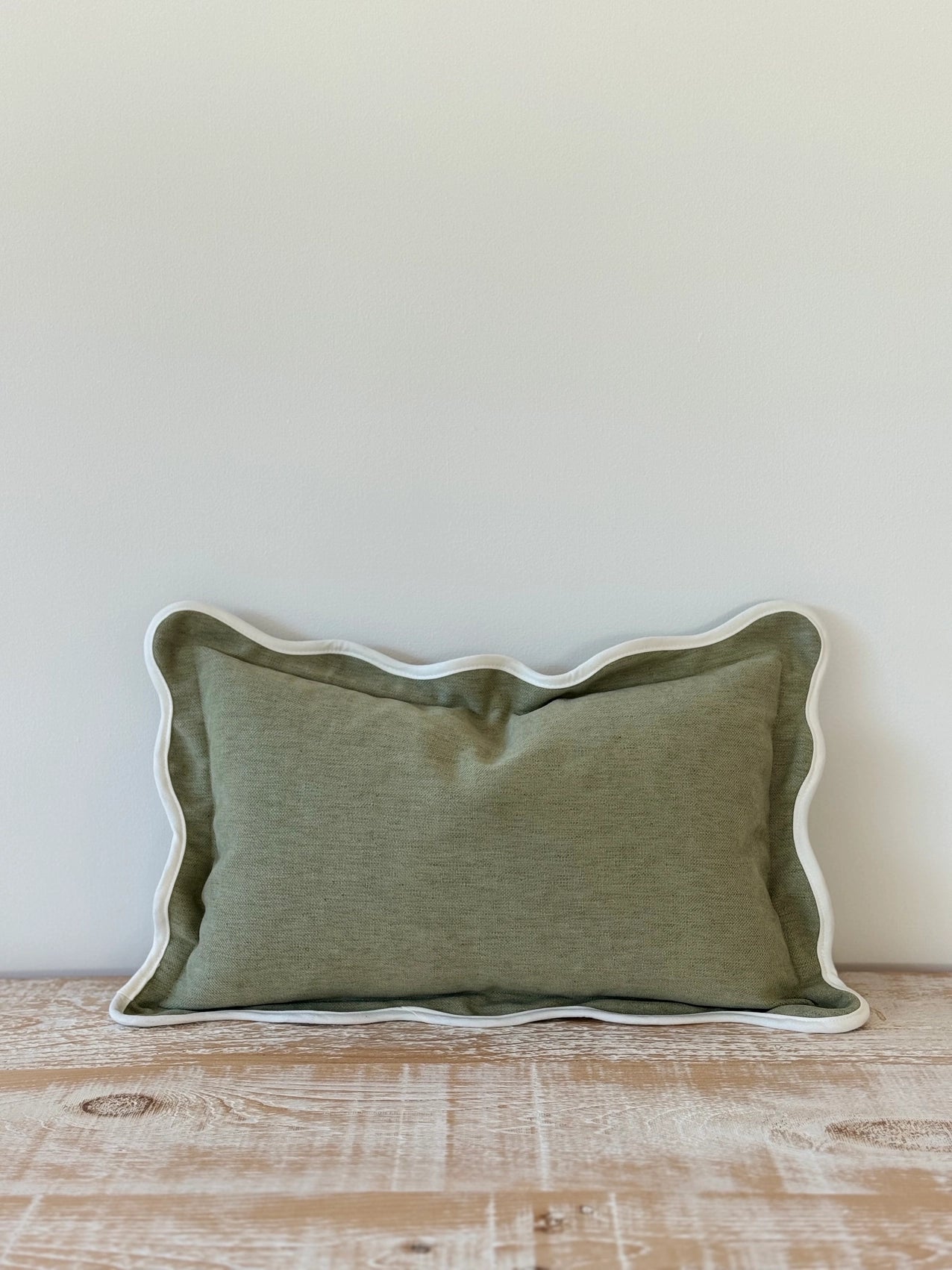 Chloe Scalloped Edge Cushion - Sage