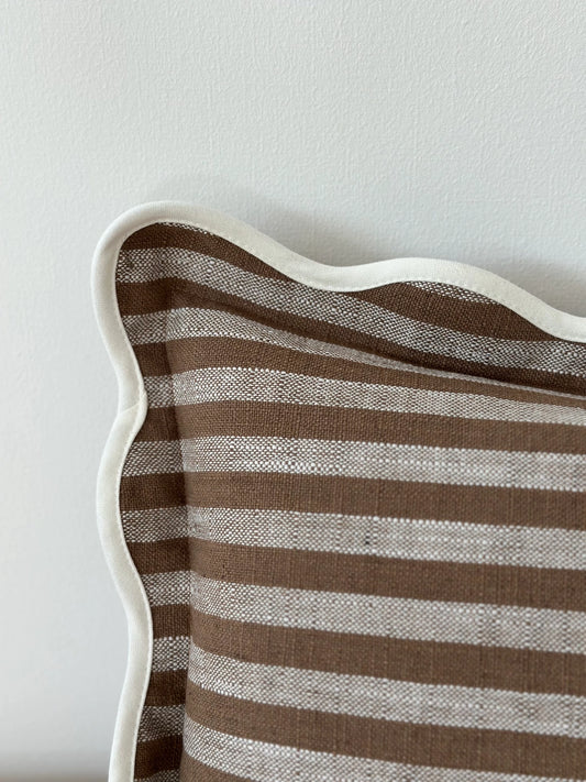 Chloe Brown & Cream Stripe Bolster - Brown Stripe