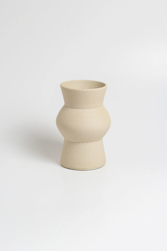 Melas Glazed Ceramic Vase - Cream