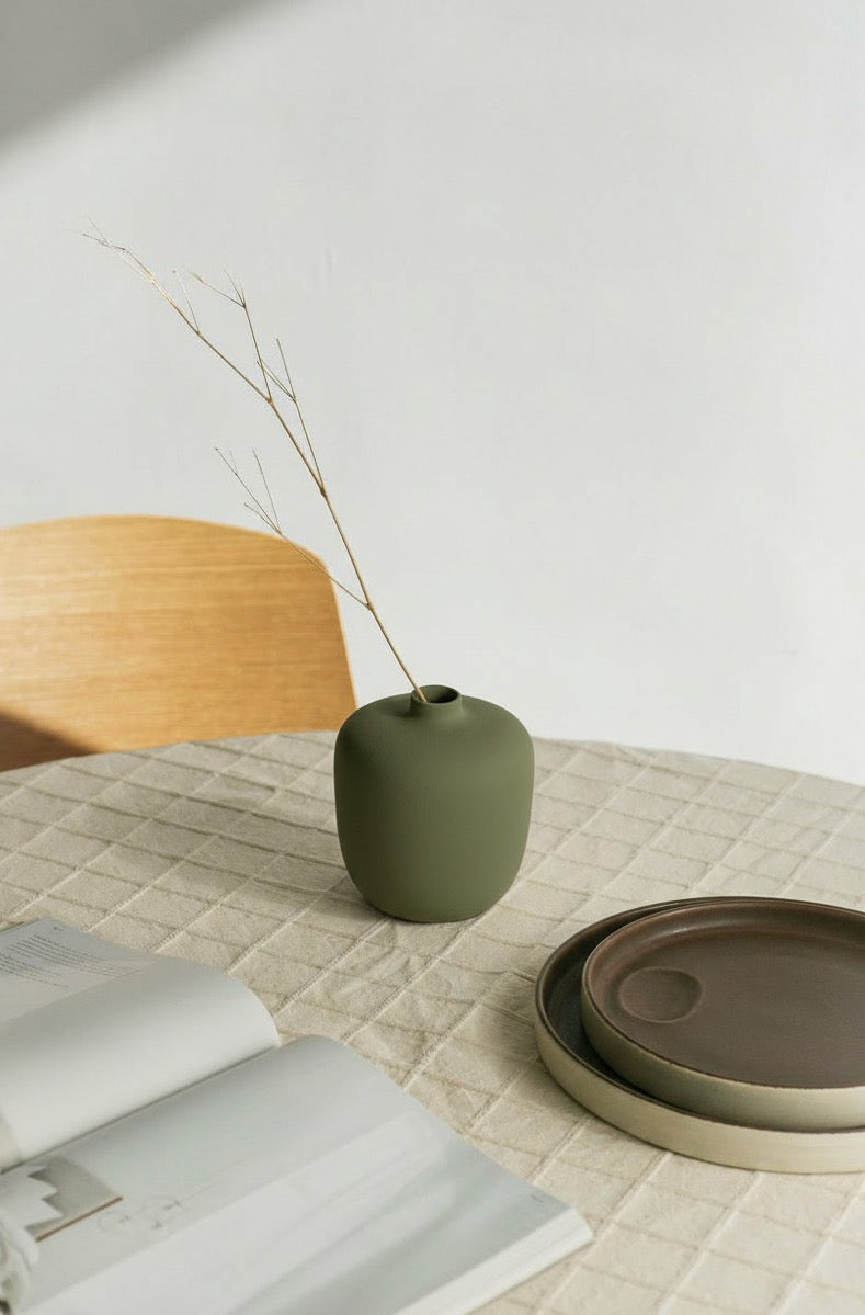 Blanc Ceramic Vase - Olive Green