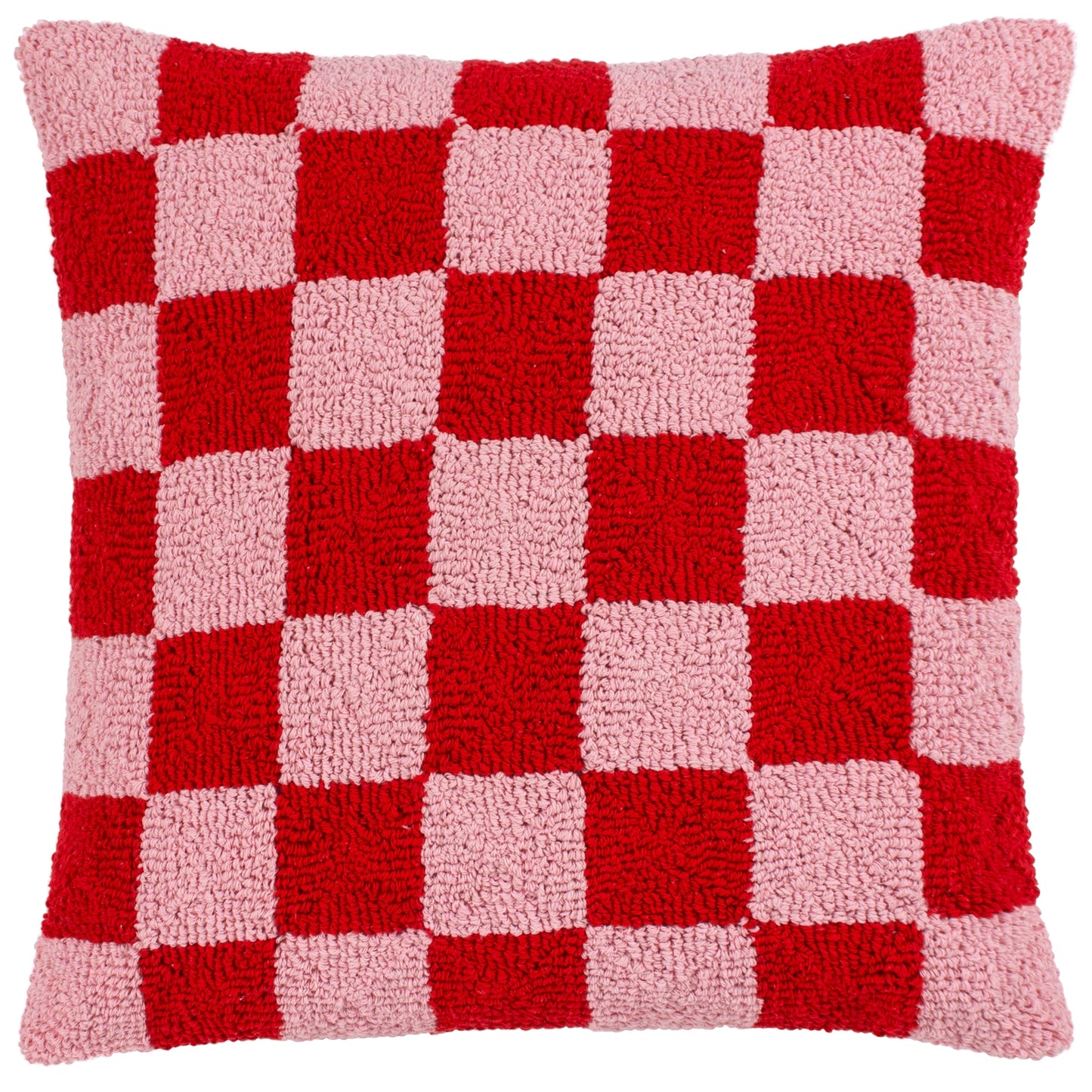 Check Knitted Cushion - Red / Dead Pink