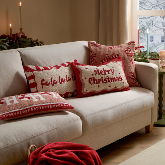 Candy Canes Tufted Cushion - Pink / Red