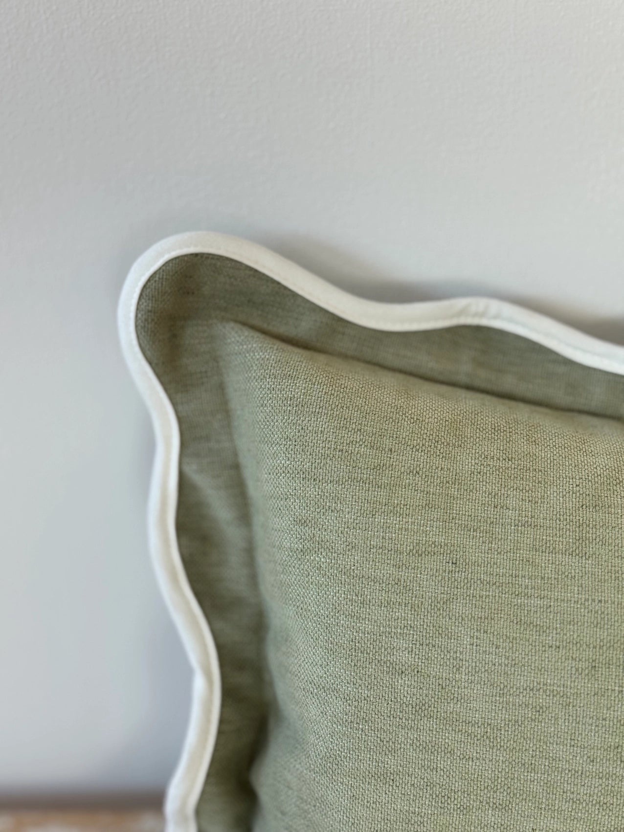 Chloe Scalloped Edge Cushion - Sage