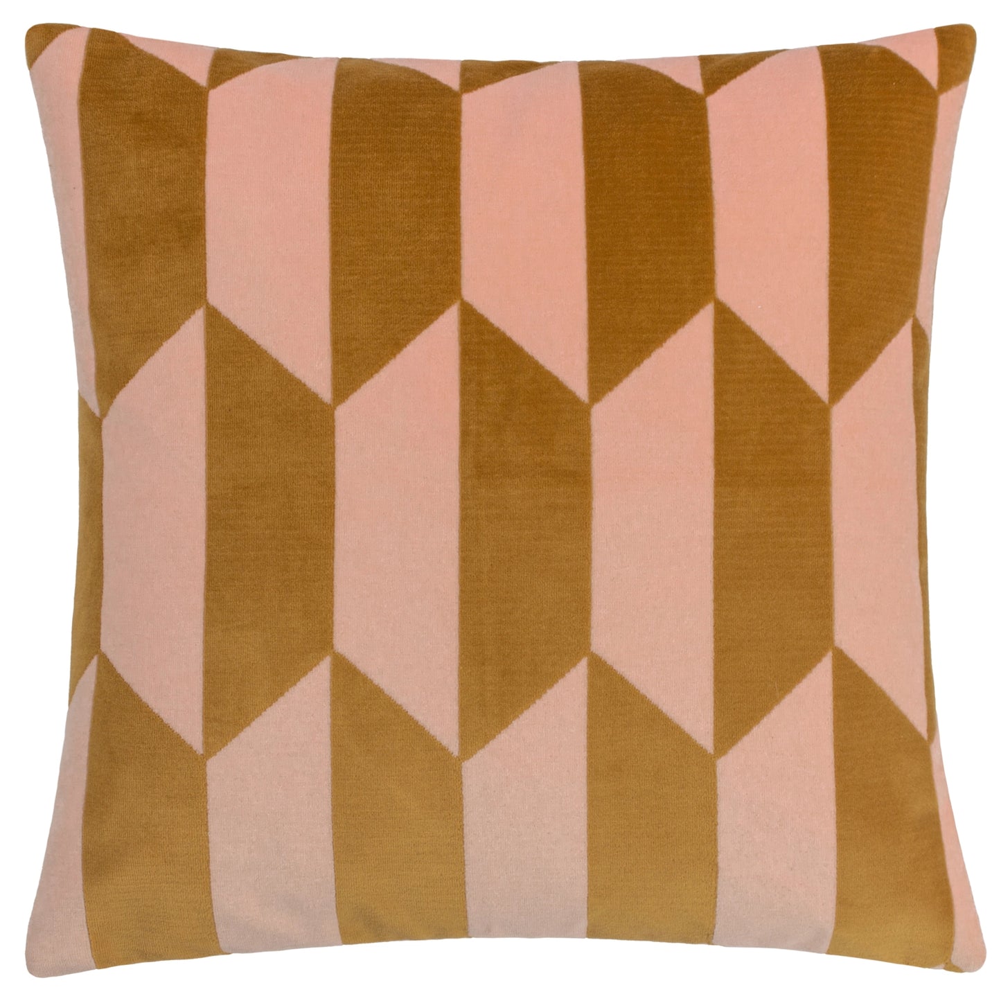 Kalho Geometric Velvet Cushion - Pink / Ochre