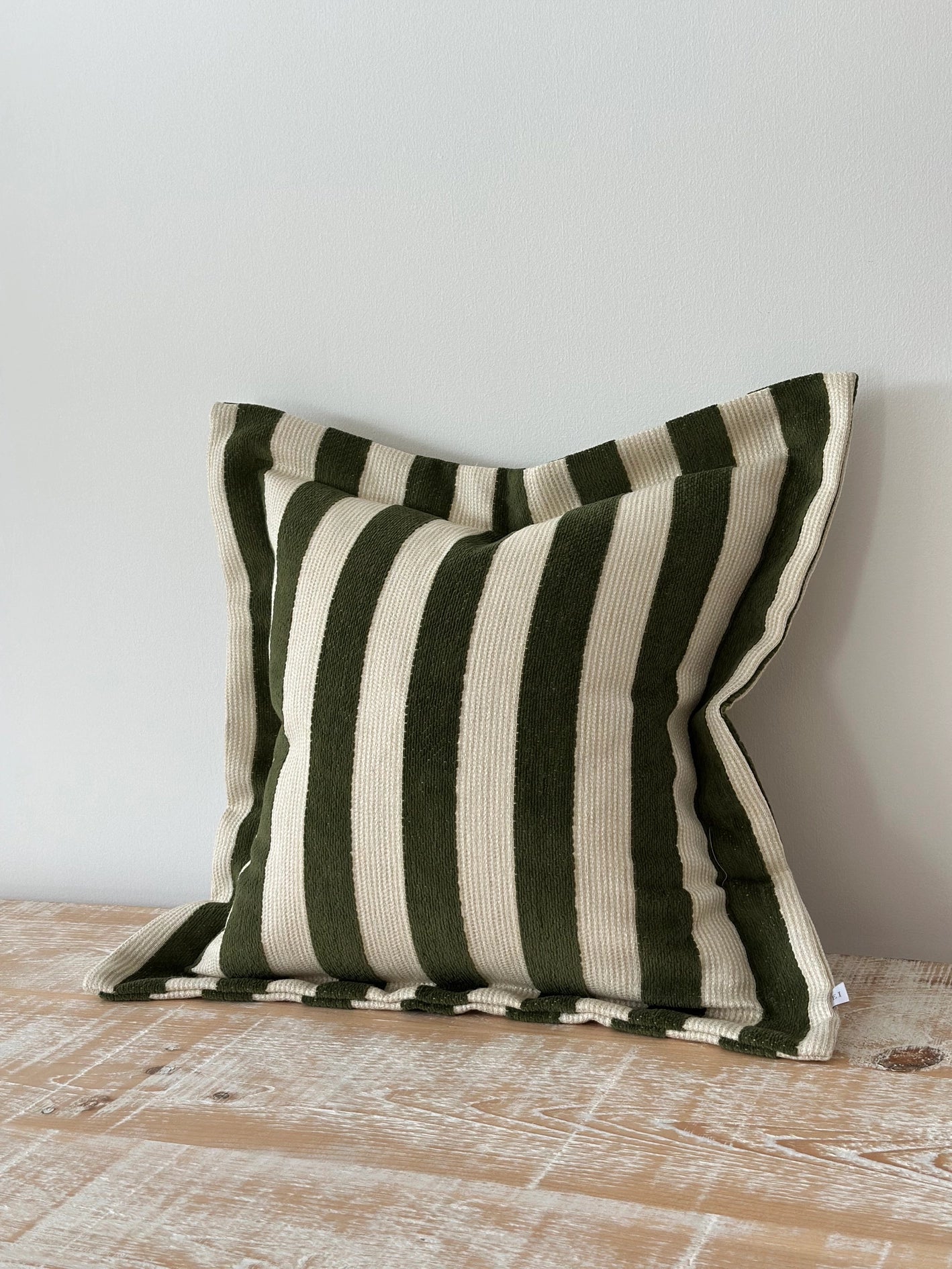 Orla Stripe Cushion - Olive Green