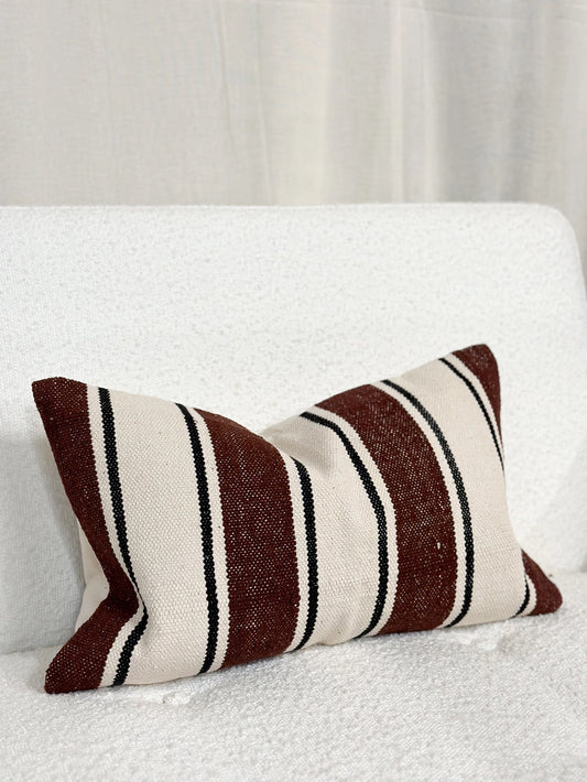 India Luxe Cotton Cushion Cover - Plum Stripe