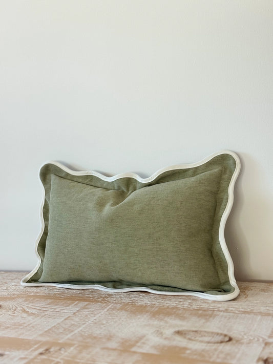 Chloe Scalloped Edge Cushion - Sage