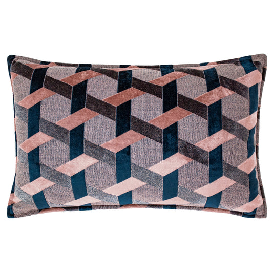 Delano Velvet Jacquard Cushion - Blush / Navy