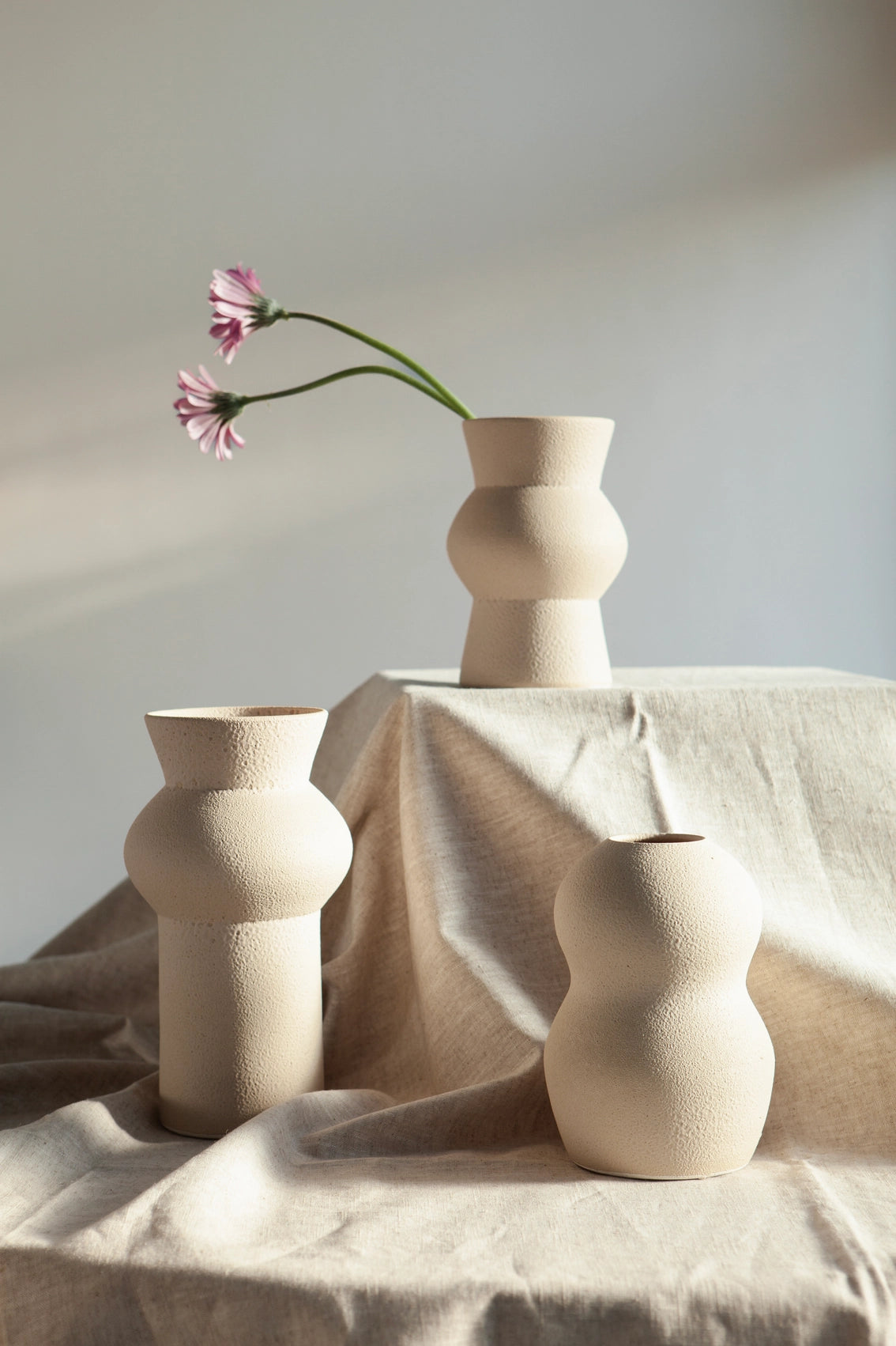 Melas Glazed Ceramic Vase - Cream