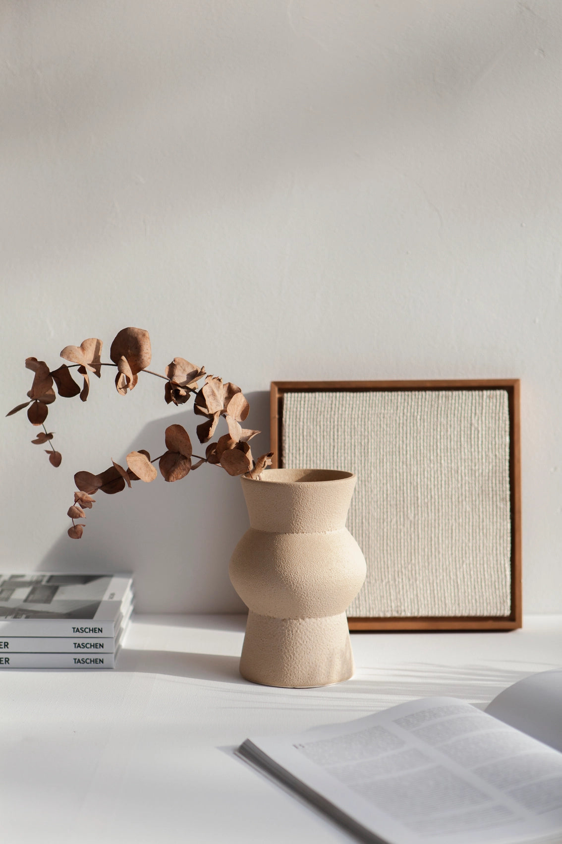 Melas Glazed Ceramic Vase - Cream